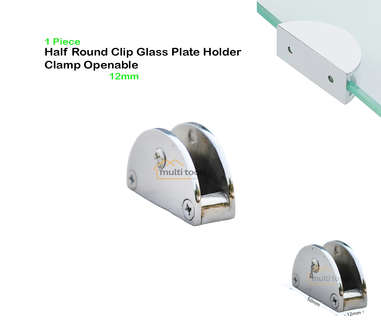 12Mm Half Round Clip Glass Plate Holder Clamp Openable